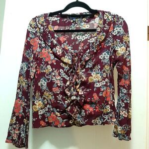 American Eagles Boho Floral Grandma Core Bell Sleeve Small P